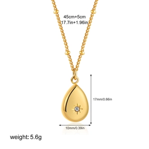 Tableau détaillé des tailles pour le collier goutte doré avec pendentif étoile