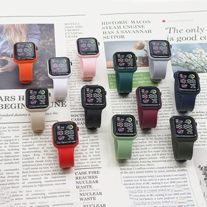 Digital sports watch set with colorful silicone straps on English newspaper background