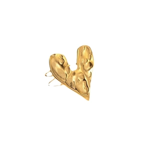 Hammered 18K gold plated stainless steel heart ring with vintage textured finish