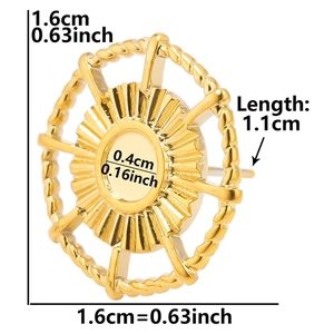 Detailed dimension guide for gold round sunburst earring in 304 stainless steel