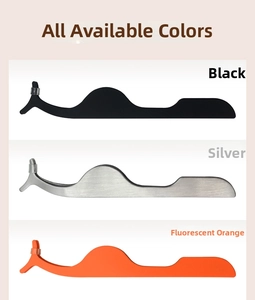 Three eyelash applicators in black, silver and orange with ergonomic curved handle design