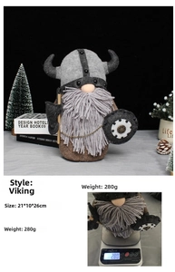 Standing Viking gnome ornament with dimensions 21x10x26cm and 280g weight detail