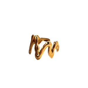 Chic 18K gold plated stainless steel irregular wavy liquid lava ring for women