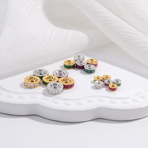 Perline Distanziatrici In Argento Sterling 925 Zirconia Cubica Scintillante Intarsiata Rondelle Perline Per Gioielli Fai Da Te
