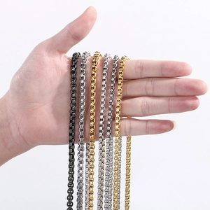 Classic 18K gold and silver stainless steel box chains for men in various colors