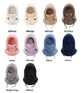Overview of winter balaclava hood in ten available colors including neutral and bright tones