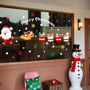 Christmas Santa and Reindeer static window stickers for festive shop glass decoration