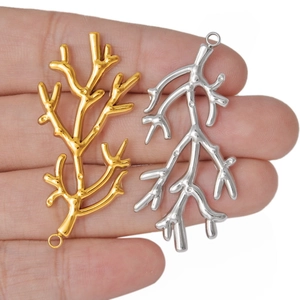 Gold and silver 304 stainless steel coral branch pendants for DIY jewelry making