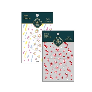 5D thin nail art stickers set KX209 and KX210 featuring heart and wave patterns
