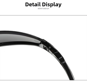 Close-up of the durable metal screw hinge on black cycling sports sunglasses