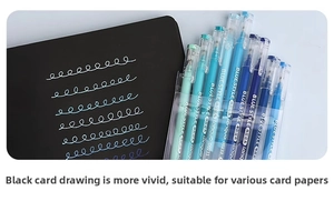 Detailed view of sea salt blue pens with high coverage ink on black cardstock