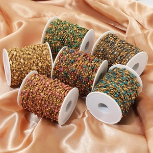 Bulk 18k gold plated stainless steel bead chain rolls with colorful enamel hearts