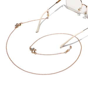Golden butterfly glasses chain with rhinestones and anti-slip silicone loops for eyewear