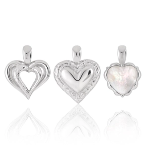 Heart Pendant Charm 925 Sterling Silver Mother Of Artificial Pearl Hollow Embossed Design For Women Jewelry Accessories