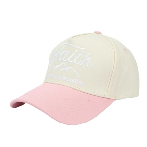 Casquette de baseball bicolore en coton avec broderie montagne et lettrage Faith