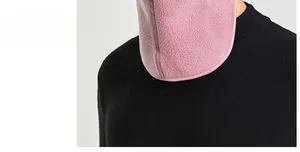 Detail of purple double-layer polar fleece fabric neck gaiter for winter windproof warmth