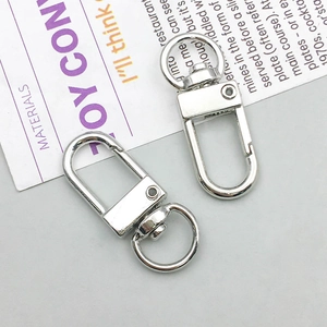 Close-up of polished silver lobster clasp keychain with rotating swivel base ring