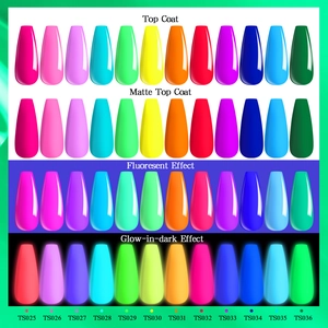 12-color nail polish set showing gloss, matte, fluorescent and glow-in-dark effects