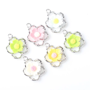 Macaron color flower alloy charms for DIY necklace and bracelet jewelry making