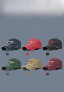 Collection of washed cotton baseball caps with FINESTART embroidery in six classic colors