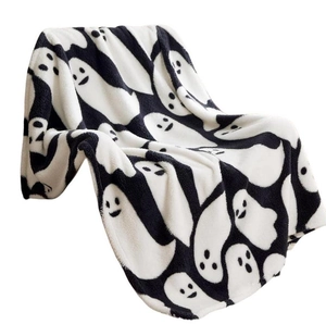 Halloween Ghost Pumpkin Printed Flannel Blanket Soft Spooky Decorative Throw For Sofa Bed Bedroom Home Holiday Decor