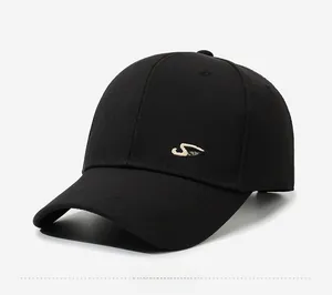 Detail of black baseball cap featuring Sport embroidery and fine ribbed texture fabric