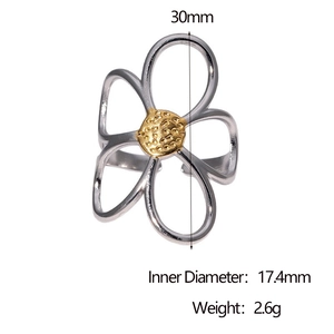 Disegno tecnico di un anello a margherita bicolore con diametro di 17,4mm e peso di 2,6g