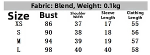 Size guide for women plaid poplin shirt showing bust, shoulder, and length measurements