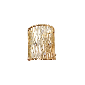 Minimalist gold woven mesh cuff bracelet with sparkling crystal accents for women