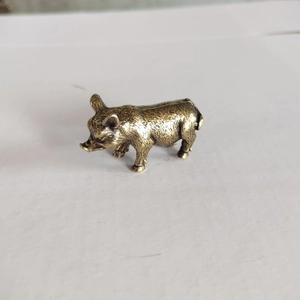 Retro bronze metal pig figurine craft ornament for desktop and bonsai decoration