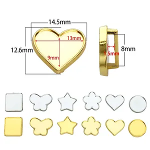 8mm alloy base tray DIY jewelry charms in gold and silver colors with heart shape dimensions