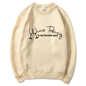 Hellgelbes Wine Tasting Is My Favorite Sport Sweatshirt mit Rundhalsausschnitt und Print