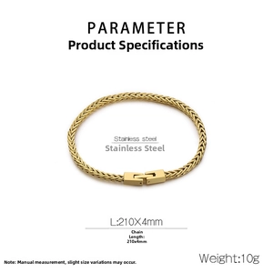 Dettaglio della catena in acciaio inossidabile dorato da 4mm con specifiche di 210mm
