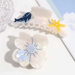 Acetate Hair Claw Clip Shell Whale Starfish Flower Butterfly Rhinestone Shark Hairclip Sweet Styling Accessories Women