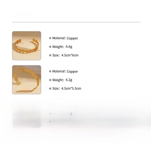 Detailed dimensions and weight parameters for hollow floral and mesh gold open bangles