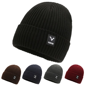 Knit Beanie Hat Fleece Lined Winter Warm Outdoor Casual Ribbed Cuffed Sports Patch Thermal Skull Cap For Men And Women