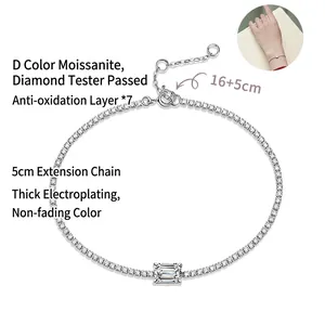 Elegant S925 silver moissanite tennis bracelet with adjustable chain for women