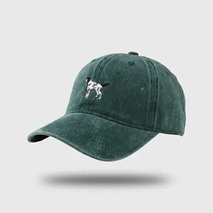 Washed Cotton Baseball Cap Dog Embroidered Vintage Distressed Retro Sun Hat For Women Men Adjustable Casual Outdoor