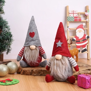 Bambole Di Peluche Gnomo Di Natale Tomte Senza Volto Barba Lunga Cappello A Punta Cuore Stella Decorazione Tavolo Festa