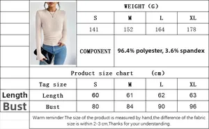 Size chart for crew neck t-shirt showing polyester and spandex fabric blend measurements