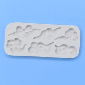 White silicone cloud mold for DIY cake mousse chocolate with 6 traditional motifs