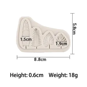 Tropical leaf silicone mold with monstera and banana shapes for cake decoration