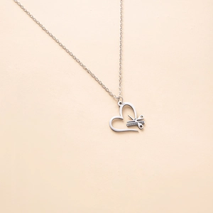 Silver stainless steel heart necklace with scissors and comb pendant for hair stylists
