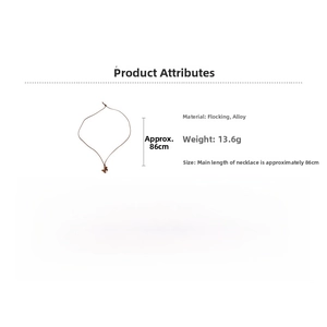 Detail showing materials and dimensions of the flocked horse necklace with 86cm brown cord