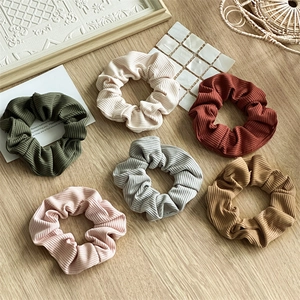 Ribbed Fabric Scrunchies Morandi Colors High Elasticity Hair Ties For Women Casual Simple Ponytail Holders Fashion Accessories