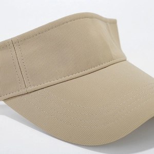 Minimalist beige sun visor hat with premium stitching and fine twill fabric texture
