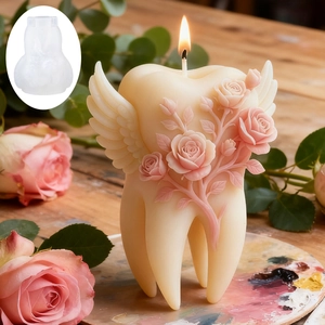 Tooth Shape Angel Wings Rose Silicone Candle Mold 3D DIY Handmade Scented Candle Plaster Resin Crafting Tool