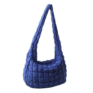 Chic Klein blue quilted cloud bag with puffy texture and large capacity shoulder strap