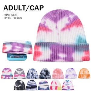 Bonnet En Tricot Tie-Dye Chaud Hiver Côte Laine Fil Crâne Cap Streetwear Extérieur Pour Hommes Femmes Adultes