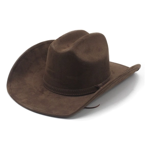 Classic brown suede western cowboy hat with cattleman crease and decorative band